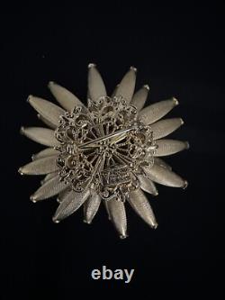 Vendome Vintage Brooch Sea Urchin Anemone Gold Tone Rhinestone 1960's