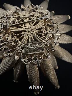 Vendome Vintage Brooch Sea Urchin Anemone Gold Tone Rhinestone 1960's