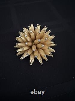 Vendome Vintage Brooch Sea Urchin Anemone Gold Tone Rhinestone 1960's