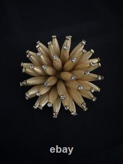 Vendome Vintage Brooch Sea Urchin Anemone Gold Tone Rhinestone 1960's