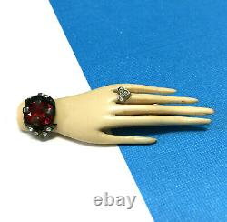 Vintage 1930's Era Celluloid Ladies HAND BROOCH Rhinestone Ring Bracelet H446z