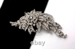 Vintage 1930s-1940s Trifari Alfred Philippe Rhinestone Flower Fur Clip Brooch