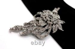 Vintage 1930s-1940s Trifari Alfred Philippe Rhinestone Flower Fur Clip Brooch