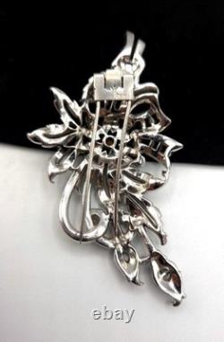 Vintage 1930s-1940s Trifari Alfred Philippe Rhinestone Flower Fur Clip Brooch