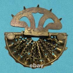 Vintage 1930s? Czech MOLDED Glass ART DECO Dress Clip Brooch Brass Filigree