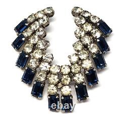 Vintage 1930s SCHOFFEL Signed AUSTRIAN CRYSTAL Clear & Blue RHINESTONE Brooch