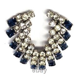 Vintage 1930s SCHOFFEL Signed AUSTRIAN CRYSTAL Clear & Blue RHINESTONE Brooch