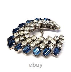 Vintage 1930s SCHOFFEL Signed AUSTRIAN CRYSTAL Clear & Blue RHINESTONE Brooch