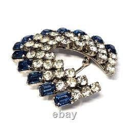 Vintage 1930s SCHOFFEL Signed AUSTRIAN CRYSTAL Clear & Blue RHINESTONE Brooch