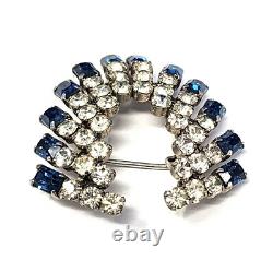 Vintage 1930s SCHOFFEL Signed AUSTRIAN CRYSTAL Clear & Blue RHINESTONE Brooch