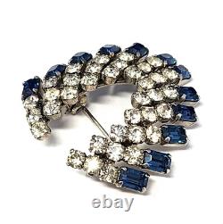 Vintage 1930s SCHOFFEL Signed AUSTRIAN CRYSTAL Clear & Blue RHINESTONE Brooch