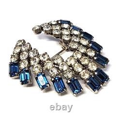 Vintage 1930s SCHOFFEL Signed AUSTRIAN CRYSTAL Clear & Blue RHINESTONE Brooch