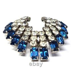 Vintage 1930s SCHOFFEL Signed AUSTRIAN CRYSTAL Clear & Blue RHINESTONE Brooch
