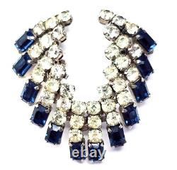 Vintage 1930s SCHOFFEL Signed AUSTRIAN CRYSTAL Clear & Blue RHINESTONE Brooch