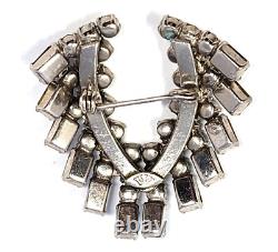 Vintage 1930s SCHOFFEL Signed AUSTRIAN CRYSTAL Clear & Blue RHINESTONE Brooch