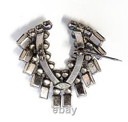 Vintage 1930s SCHOFFEL Signed AUSTRIAN CRYSTAL Clear & Blue RHINESTONE Brooch