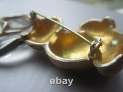 Vintage 1940's H. POMERANTZ BUNNY RABBIT BROOCH Pin Glass Ears Rhinestone Easter