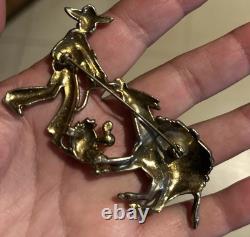 Vintage 1940s Bauman-Massa Enamel Rhinestone Stubborn Donkey Mexican Pin Brooch