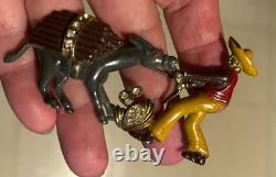 Vintage 1940s Bauman-Massa Enamel Rhinestone Stubborn Donkey Mexican Pin Brooch