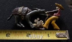 Vintage 1940s Bauman-Massa Enamel Rhinestone Stubborn Donkey Mexican Pin Brooch