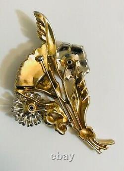 Vintage 1940s Large 4 Articulated Spinning Flower Bouquet Pin Brooch DeRosa