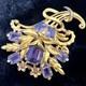 Vintage 1940s Purple Glass Cornucopia Floral Spray Brooch