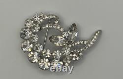Vintage 1940s Signed Eisenberg Ice Clear Rhinestone Brooch Pin 2 Stunning Box