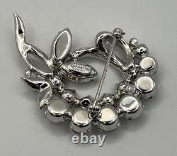 Vintage 1940s Signed Eisenberg Ice Clear Rhinestone Brooch Pin 2 Stunning Box