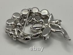 Vintage 1940s Signed Eisenberg Ice Clear Rhinestone Brooch Pin 2 Stunning Box