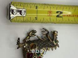 Vintage 1950's La Roco Gripoix Glass Mogul Style Rhinestone Dragon Pin/Brooch