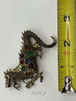 Vintage 1950's La Roco Gripoix Glass Mogul Style Rhinestone Dragon Pin/Brooch