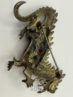 Vintage 1950's La Roco Gripoix Glass Mogul Style Rhinestone Dragon Pin/Brooch
