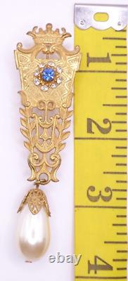Vintage 1952 Miriam Haskell Coronation Brooch Pin Sovereign Royal Crown Sceptre