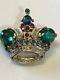 Vintage 1953 Trifari Coronation Crown Pin Brooch Jewels Marked Numbered Patented