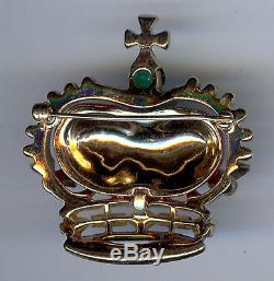 Vintage Trifari Coronation Red Royal Enamel Crown Pin Brooch