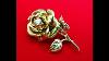 Vintage 1960 S Cartier Rose Flower Pin Brooch 18k Gold And Diamond