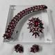 Vintage 1960s Sherman Siam Red Brooch, Bracelet, And Earrings Parure Verified