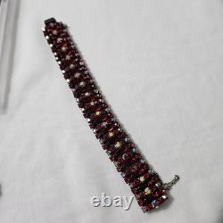 Vintage 1960s Sherman Siam Red Brooch, Bracelet, And Earrings Parure Verified