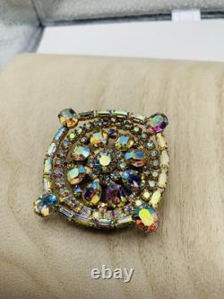 Vintage 1960s Signed Weiss Dazzling Aurora Borealis AB Rhinestone Rainbow Brooch