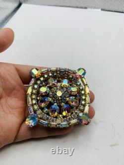 Vintage 1960s Signed Weiss Dazzling Aurora Borealis AB Rhinestone Rainbow Brooch
