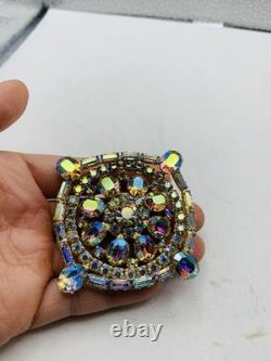 Vintage 1960s Signed Weiss Dazzling Aurora Borealis AB Rhinestone Rainbow Brooch