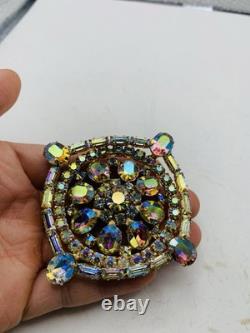 Vintage 1960s Signed Weiss Dazzling Aurora Borealis AB Rhinestone Rainbow Brooch