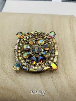 Vintage 1960s Signed Weiss Dazzling Aurora Borealis AB Rhinestone Rainbow Brooch