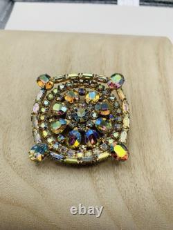 Vintage 1960s Signed Weiss Dazzling Aurora Borealis AB Rhinestone Rainbow Brooch