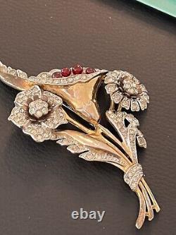 Vintage 4 JOMAZ Joseph Mazer Pin Brooch Rhinestone Glass Faux Ruby Red Unsigned