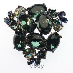 Vintage 40`s Elsa Schiaparelli Metallic AB & Glass Rhinestones Flower Brooch Pin