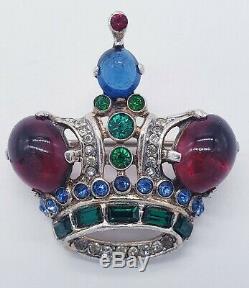 Vintage 40's TRIFARI Alfred Philippe Sterling Silver Regal Crown Figural Brooch