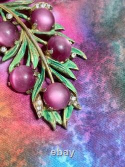 Vintage 40s 50s Signed REJA Enamel Leaf with Bow Crystal Moonglow Brooch 4 Vintage 40s 50s Signed REJA Enamel Leaf with Bow Crystal Moonglow Brooch 4