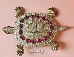 Vintage 40s CORO Adolph Katz Turtle Rhinestone Brooch Collectible Rare