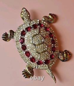 Vintage 40s CORO Adolph Katz Turtle Rhinestone Brooch Collectible Rare
